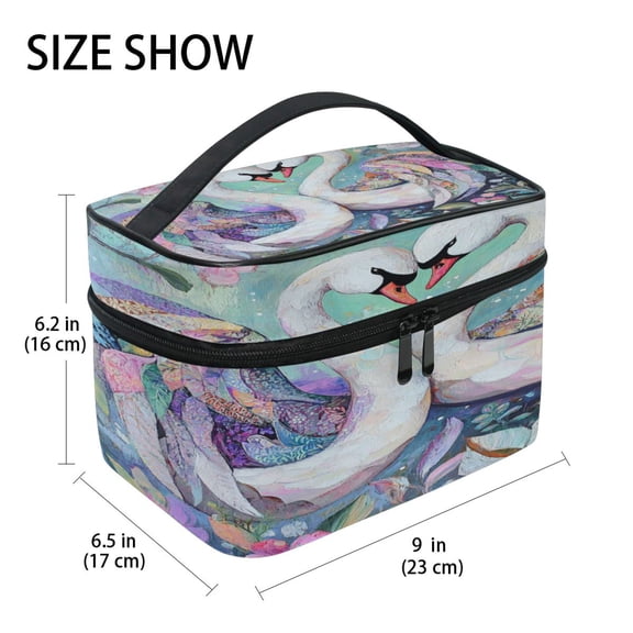 DIXRUYEE Train Case Cosmetics Organizer Fashion Elegant Swans Of Spring Printed Size: 9x6.2x6.5 in
