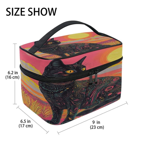 DIXRUYEE Train Case Cosmetics Organizer Fashion Enchanted Sunlit Cat Printed Size: 9x6.2x6.5 in