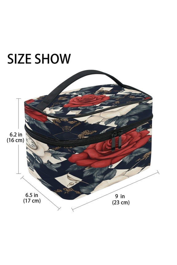 Train Case Cosmetics Organizer Fashion Eternal Romance Printed Size: 9x6.2x6.5 in