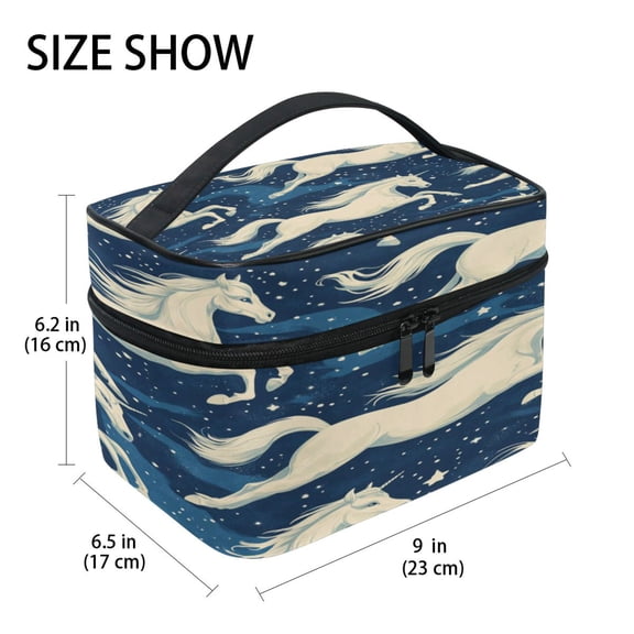 DIXRUYEE Train Case Cosmetics Organizer Fashion Galloping Unicorns Printed Size: 9x6.2x6.5 in