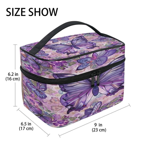 DIXRUYEE Train Case Cosmetics Organizer Fashion Garden Of Enchantment Printed Size: 9x6.2x6.5 in