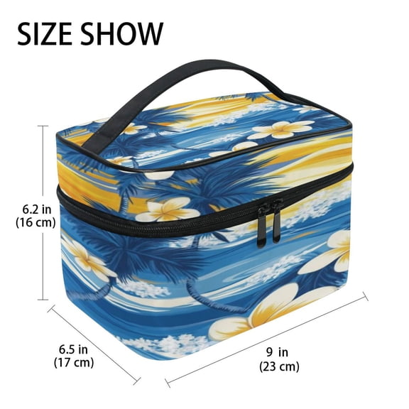 DIXRUYEE Train Case Cosmetics Organizer Fashion Golden Getaway Printed Size: 9x6.2x6.5 in