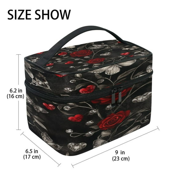 DIXRUYEE Train Case Cosmetics Organizer Fashion Gothic Romance Printed Size: 9x6.2x6.5 in
