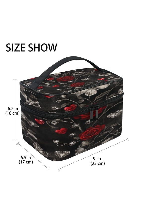 Train Case Cosmetics Organizer Fashion Gothic Romance Printed Size: 9x6.2x6.5 in