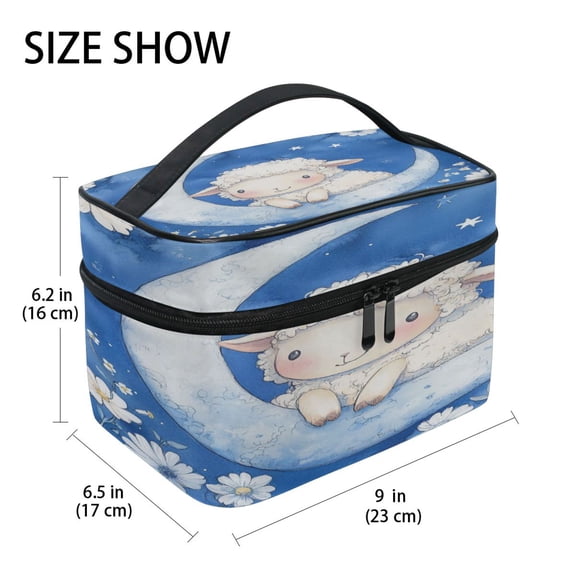 DIXRUYEE Train Case Cosmetics Organizer Fashion Heep on A Crescent Moon Printed Size: 9x6.2x6.5 in