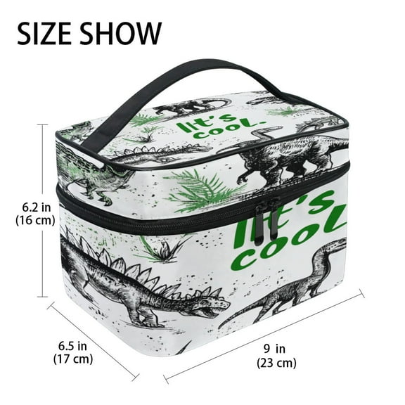 DIXRUYEE Train Case Cosmetics Organizer Fashion Jurassic Vibe Printed Size: 9x6.2x6.5 in
