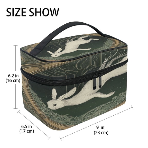 DIXRUYEE Train Case Cosmetics Organizer Fashion Lunar Hare Printed Size: 9x6.2x6.5 in