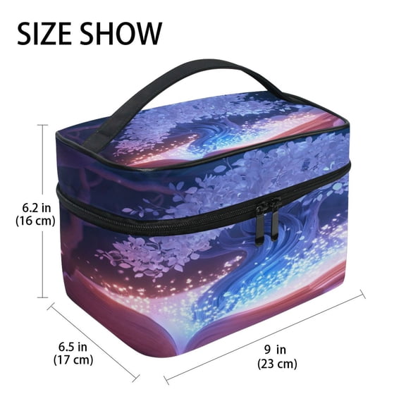 DIXRUYEE Train Case Cosmetics Organizer Fashion Magic Book Tree Printed Size: 9x6.2x6.5 in