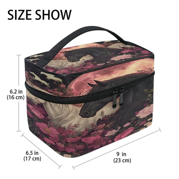 DIXRUYEE Train Case Cosmetics Organizer Fashion Midnight Majesties in Bloom Printed Size: 9x6.2x6.5 in