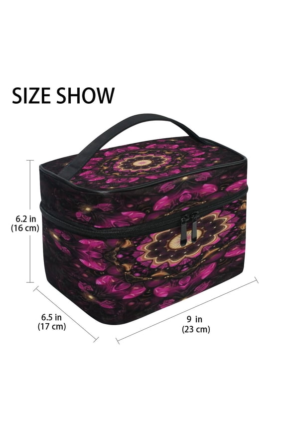 Train Case Cosmetics Organizer Fashion Ornate Abyss Printed Size: 9x6.2x6.5 in