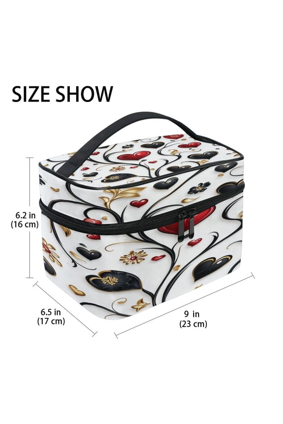 Train Case Cosmetics Organizer Fashion Ornate Affection Printed Size: 9x6.2x6.5 in