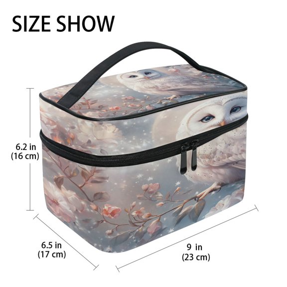 DIXRUYEE Train Case Cosmetics Organizer Fashion Owl with Flowers Printed Size: 9x6.2x6.5 in