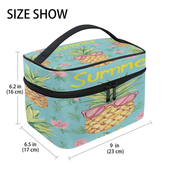DIXRUYEE Train Case Cosmetics Organizer Fashion Pineapple Party Printed Size: 9x6.2x6.5 in