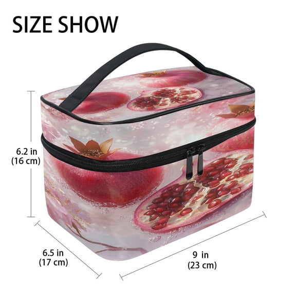 DIXRUYEE Train Case Cosmetics Organizer Fashion Pomegranate Dreams Printed Size: 9x6.2x6.5 in