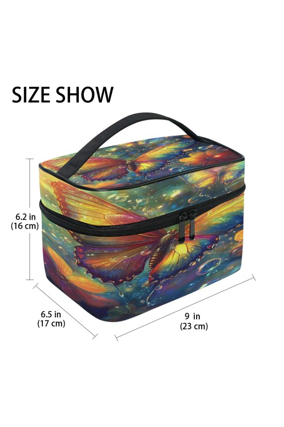 Train Case Cosmetics Organizer Fashion Radiant Reflections Printed Size: 9x6.2x6.5 in