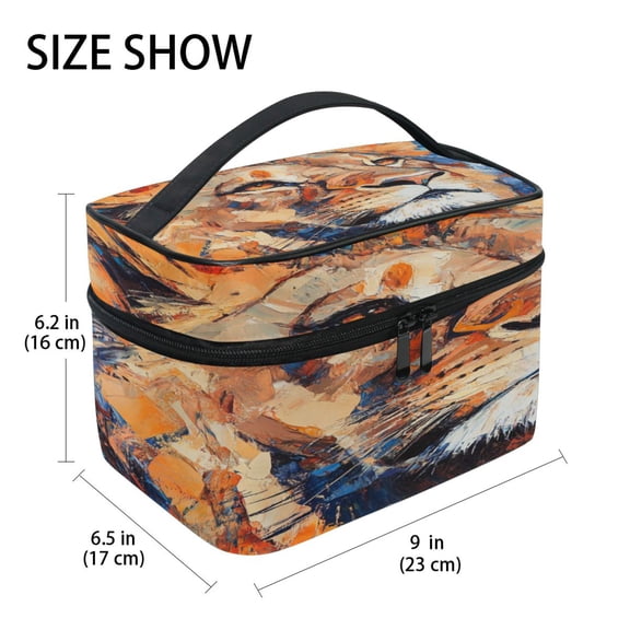 DIXRUYEE Train Case Cosmetics Organizer Fashion Resilient Gaze Printed Size: 9x6.2x6.5 in