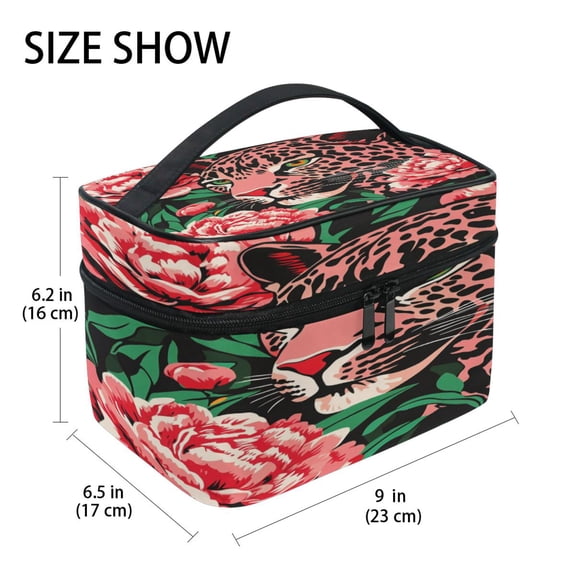 DIXRUYEE Train Case Cosmetics Organizer Fashion The Leaping Leopard Printed Size: 9x6.2x6.5 in