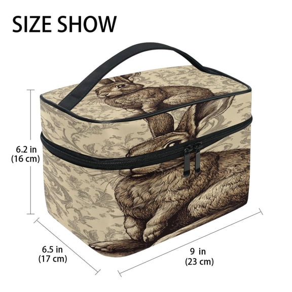 DIXRUYEE Train Case Cosmetics Organizer Fashion Timeless Bunny Charm Printed Size: 9x6.2x6.5 in