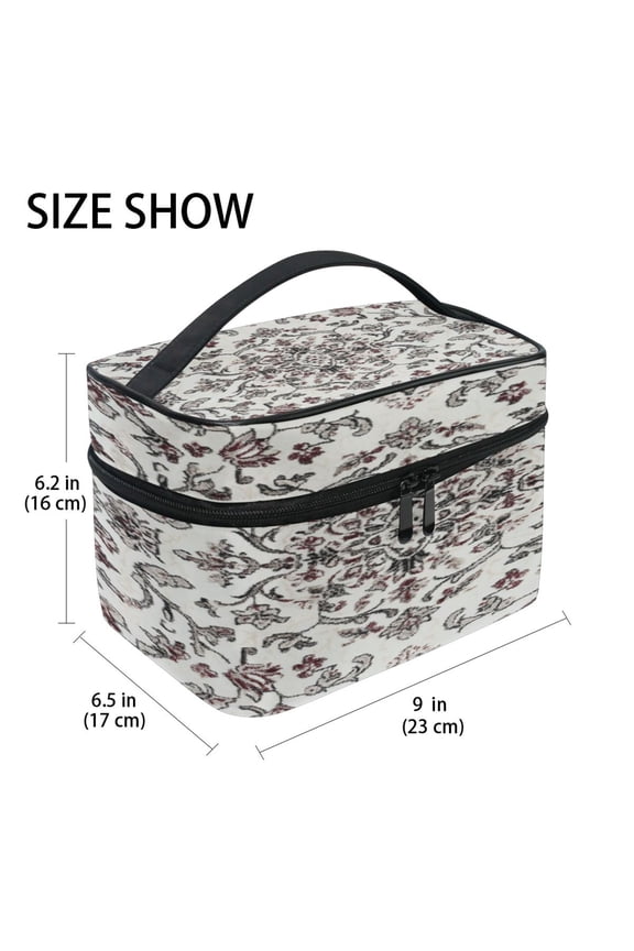 Train Case Cosmetics Organizer Fashion Vintage Vine Medley Printed Size: 9x6.2x6.5 in
