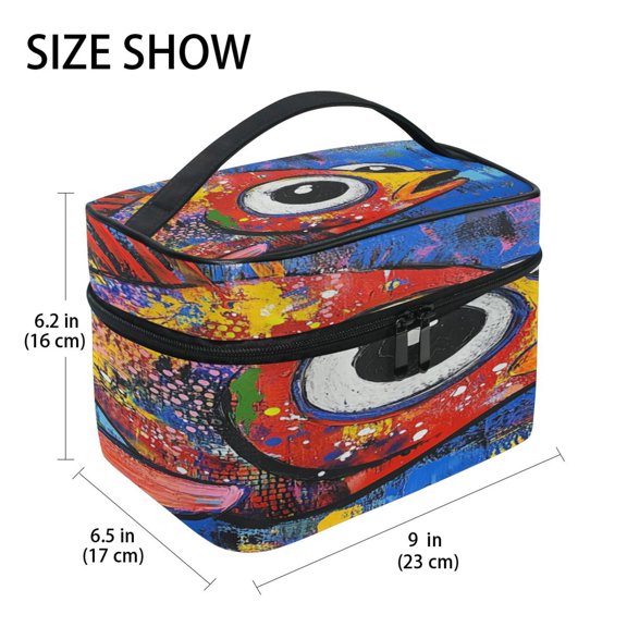 DIXRUYEE Train Case Cosmetics Organizer Fashion Whimsical Fin Printed Size: 9x6.2x6.5 in