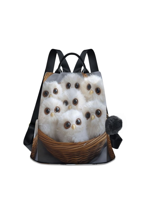 Travel Backpack Casual Bag Fashion Adorable Fluffy Owl Family Printed