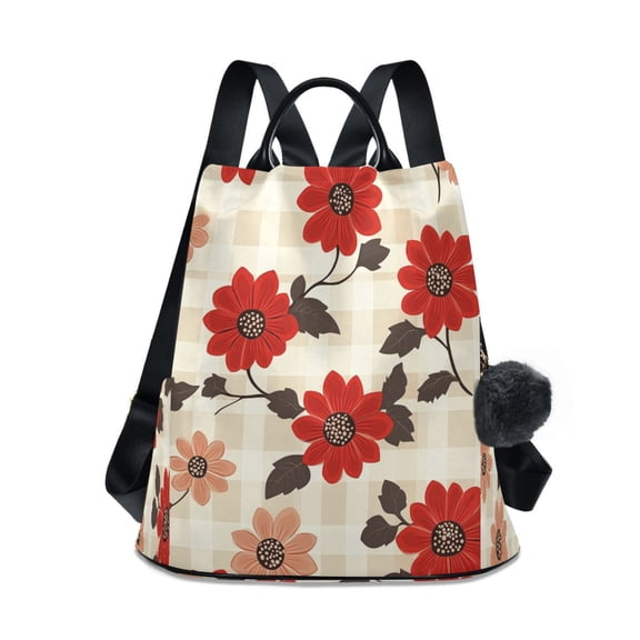DIXRUYEE Travel Backpack Casual Bag Fashion Cherry Blossom Check Printed