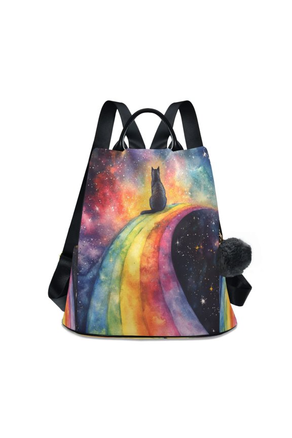 Travel Backpack Casual Bag Fashion Cosmic Cat's Colorful Voyage Printed