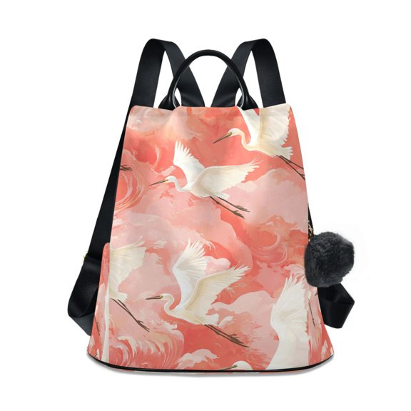 DIXRUYEE Travel Backpack Casual Bag Fashion Cranes on Coral Printed
