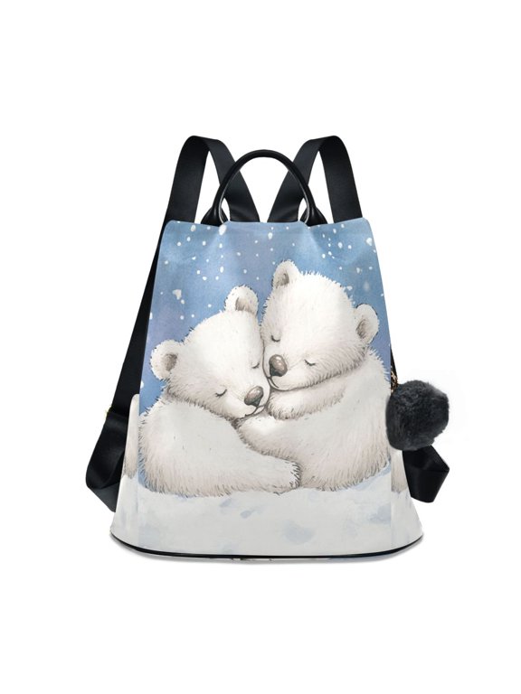 Travel Backpack Casual Bag Fashion Frozen Cuddle with Polar Bears Printed