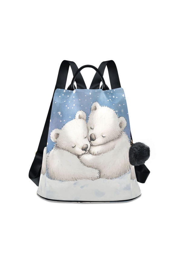 Travel Backpack Casual Bag Fashion Frozen Cuddle with Polar Bears Printed