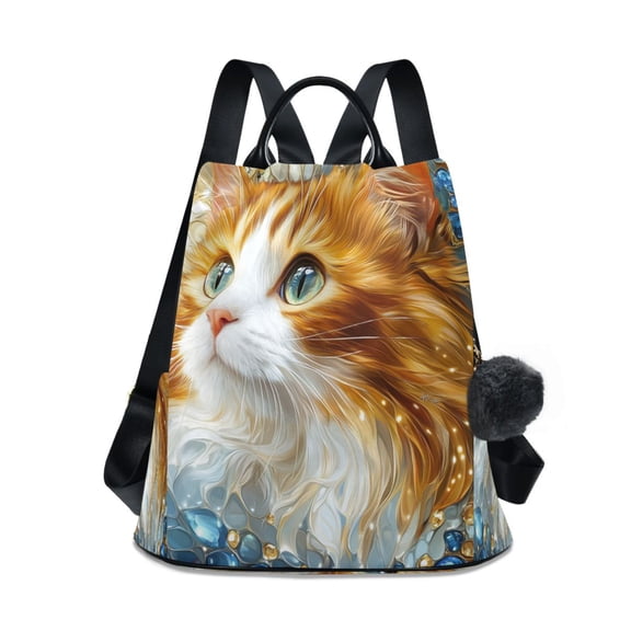 DIXRUYEE Travel Backpack Casual Bag Fashion Gemstone Cat with Sparkling Eyes Printed