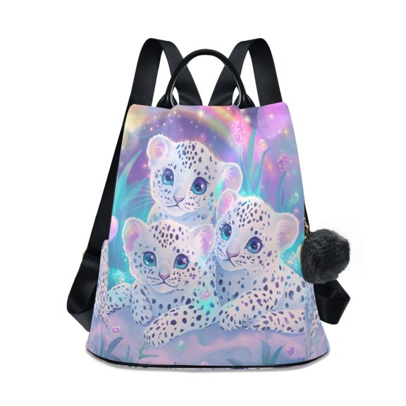 DIXRUYEE Travel Backpack Casual Bag Fashion Leopard Trio under The Rainbow Printed