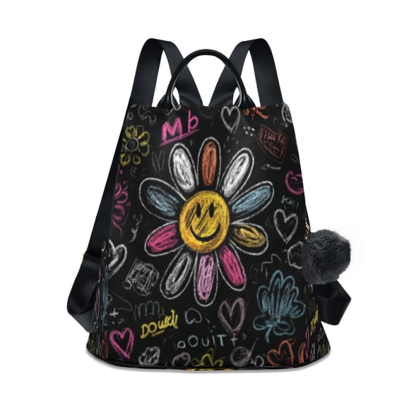 DIXRUYEE Travel Backpack Casual Bag Fashion Smiley Blossom Printed