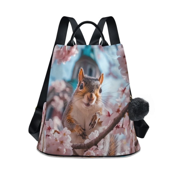 DIXRUYEE Travel Backpack Casual Bag Fashion Squirrel's Spring Smile Printed