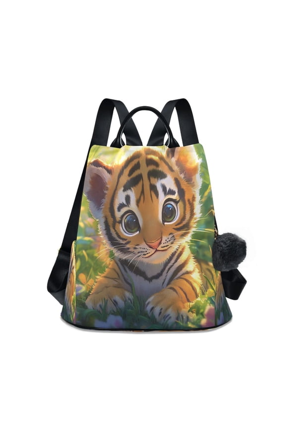 Travel Backpack Casual Bag Fashion Sweet Tiger Cub Among The Flowers Printed
