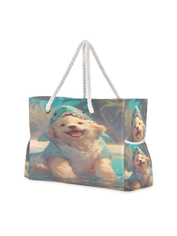 Travel Tote ShoulerBag Creative Beach Pup Shark Fun Pattern