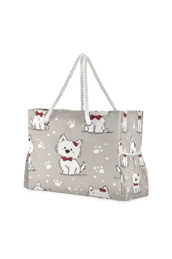 Travel Tote ShoulerBag Creative Center Westie and Pup Crew Pattern