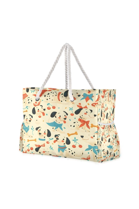 Travel Tote ShoulerBag Creative Dalmatian Cherry Pattern