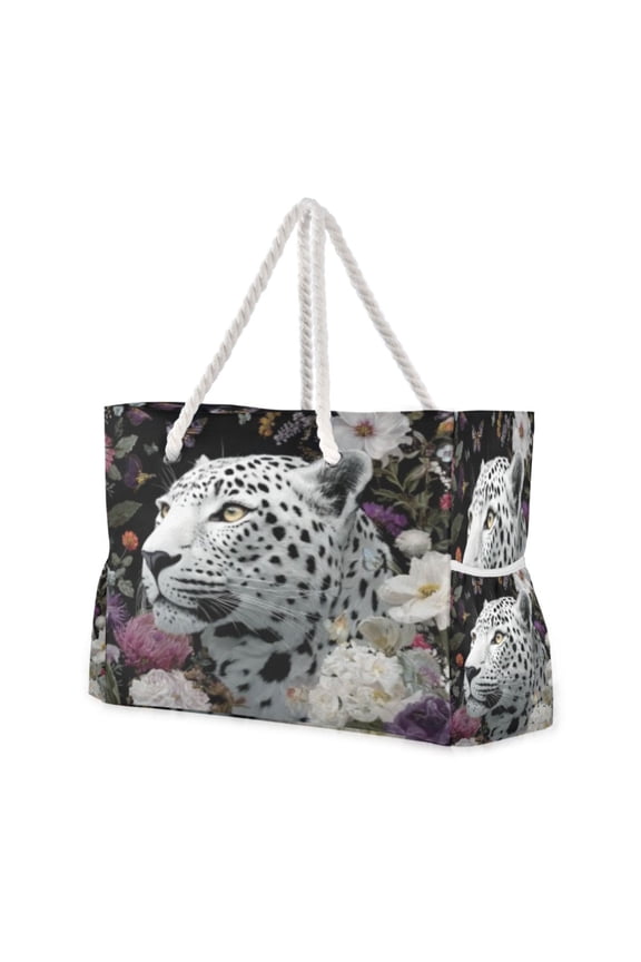 Travel Tote ShoulerBag Creative Floral Snow Leopard Pattern