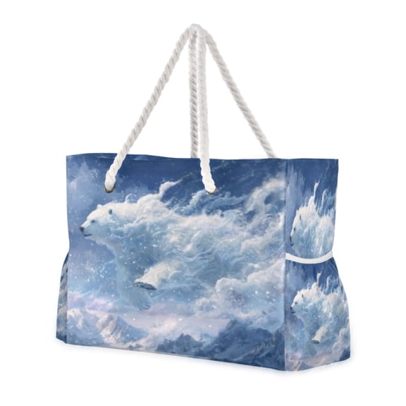 DIXRUYEE Travel Tote ShoulerBag Creative Wave Polar Bear Pattern
