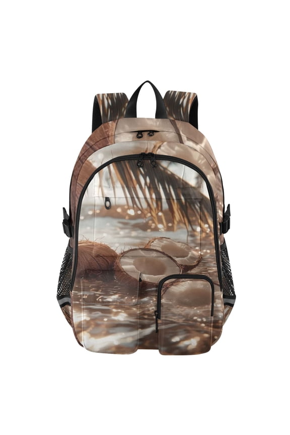 Tropical Coconut Drift Backpack for School 14Laptop Compatible with Reflective Safety Strips
