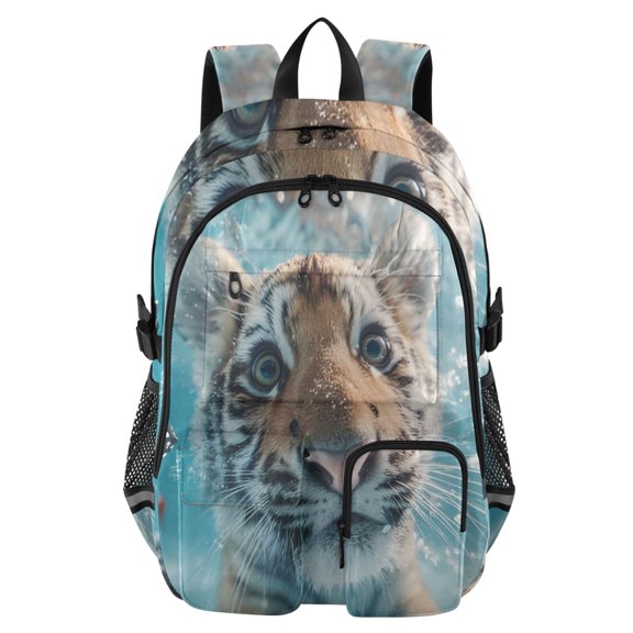 DIXRUYEE Underwater Tiger Backpack for School 14Laptop Compatible with Reflective Safety Strips