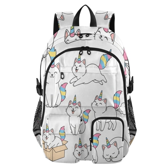 DIXRUYEE Unicorn Cat Backpack for School 14Laptop Compatible with Reflective Safety Strips
