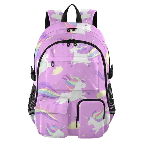 DIXRUYEE Unicorn Dream Clouds Pattern Backpack for School 14Laptop Compatible with Reflective Safety Strips