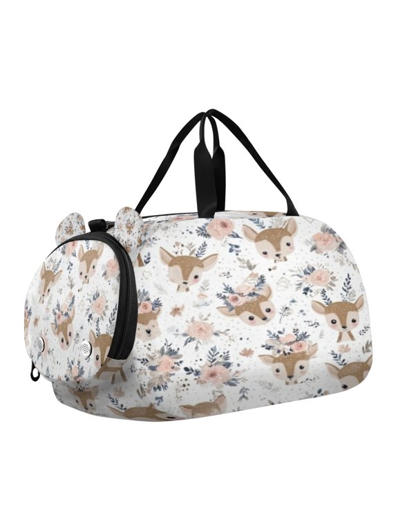 Vintage Fawn Garden Scale Duffel Bag With Ventilated Shoe Pocket & Adjustable Strap for Gym, Dance & Travel