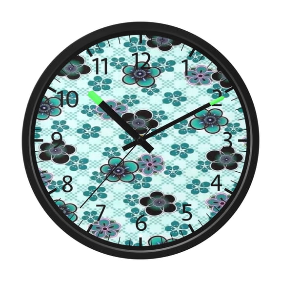 DIXRUYEE Voice Activated LED Night 12in Clock with Aquatic Floral Mosaic Pattern