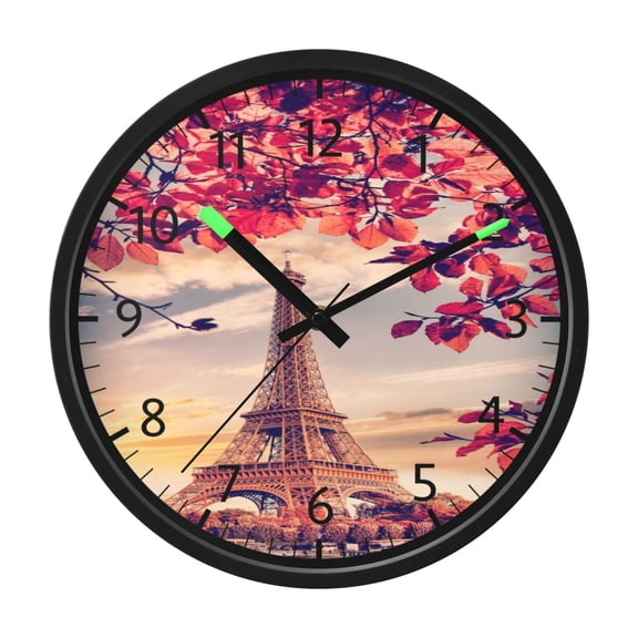 DIXRUYEE Voice Activated LED Night 12in Clock with Autumn Arches Of Paris Pattern