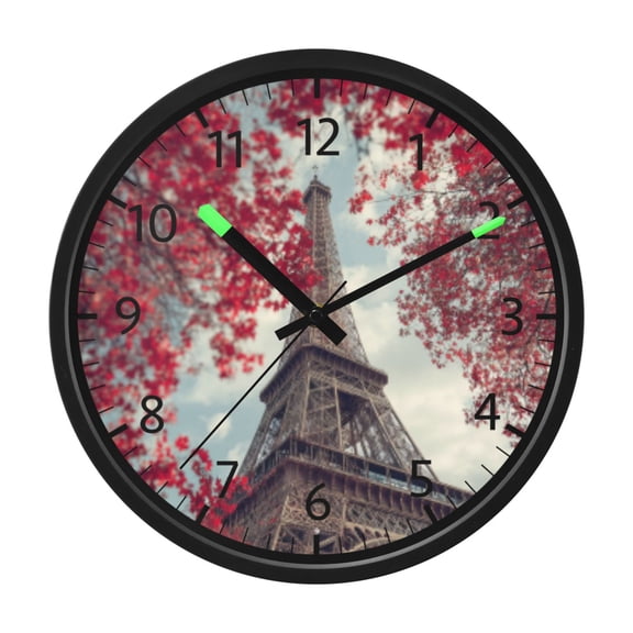 DIXRUYEE Voice Activated LED Night 12in Clock with Autumn in Paris Pattern