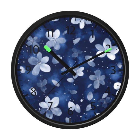 DIXRUYEE Voice Activated LED Night 12in Clock with Blue Flower Pattern Pattern