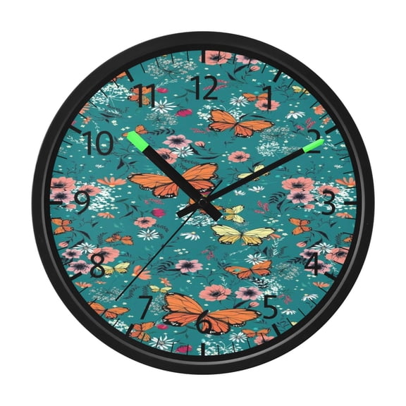 DIXRUYEE Voice Activated LED Night 12in Clock with Butterfly Garden Carnival Pattern